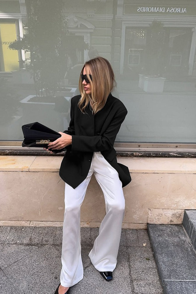 Elegant Stand Collar Slim Blazer for Women - Regular Fit, Long Sleeve, Comfortable Polyester Spandex Blend 7