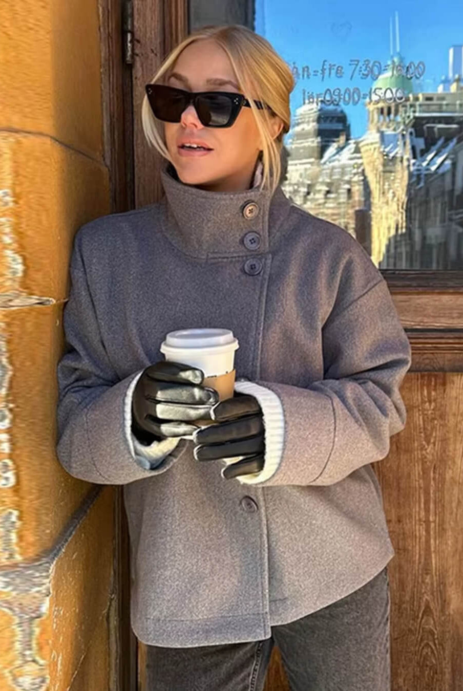 SEAME - Rosalia Elegant Lady Women's Jacket with Stand Collar for Autumn Style Navy Blue S