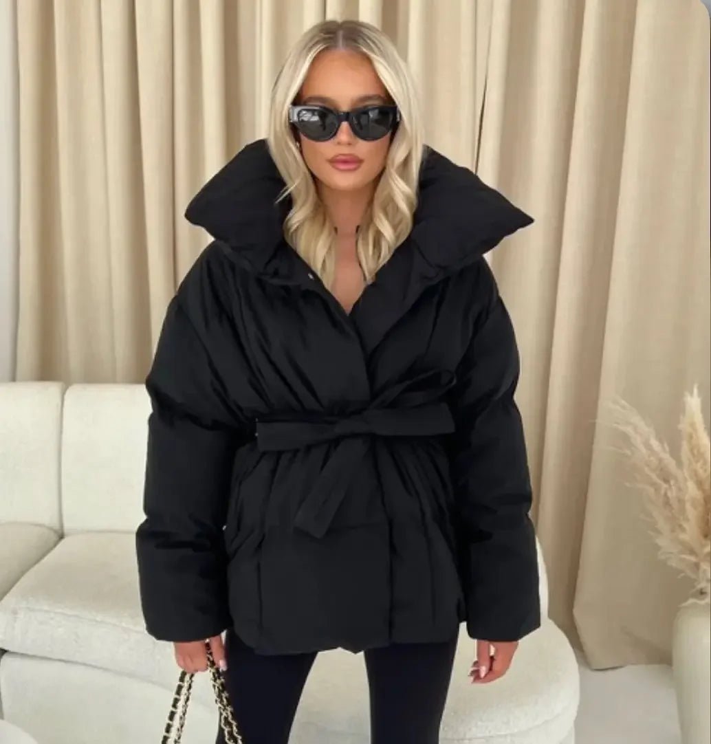 Women's Black Puffer Jacket - Stylish Stand-Up Collar Winter Coat for Women 4