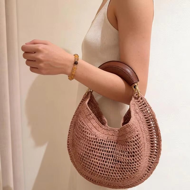 SOERA Amanda Crescent Woven Underarm Bag - Bag - Pink