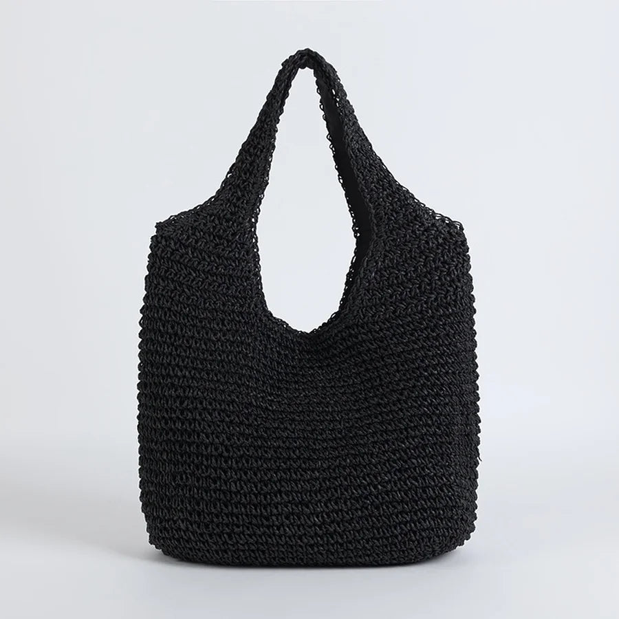 SOERA Beatrice Woven Rattan Tote Bag - Bag - Black