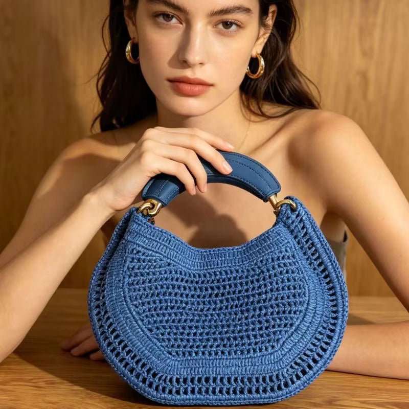 SOERA Bianca Crescent Woven Bag - Bag - Royal Blue