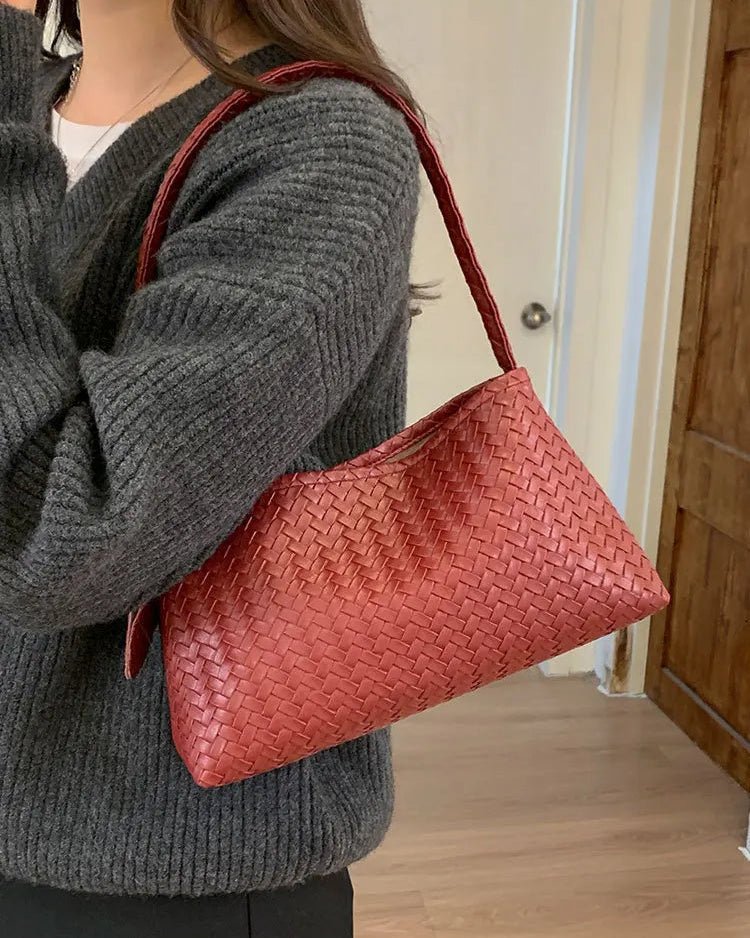 SOERA Jasmin Woven Shoulder Bag - Bag - SOERA-327683-BUR-OS-57667 Burgundy