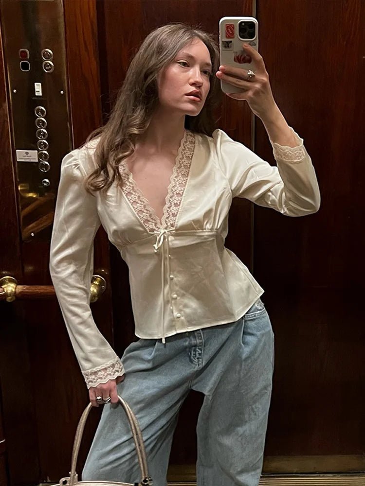 SOERA Beatrice Lace - Up Patchwork Blazer - Blazer - Beige S