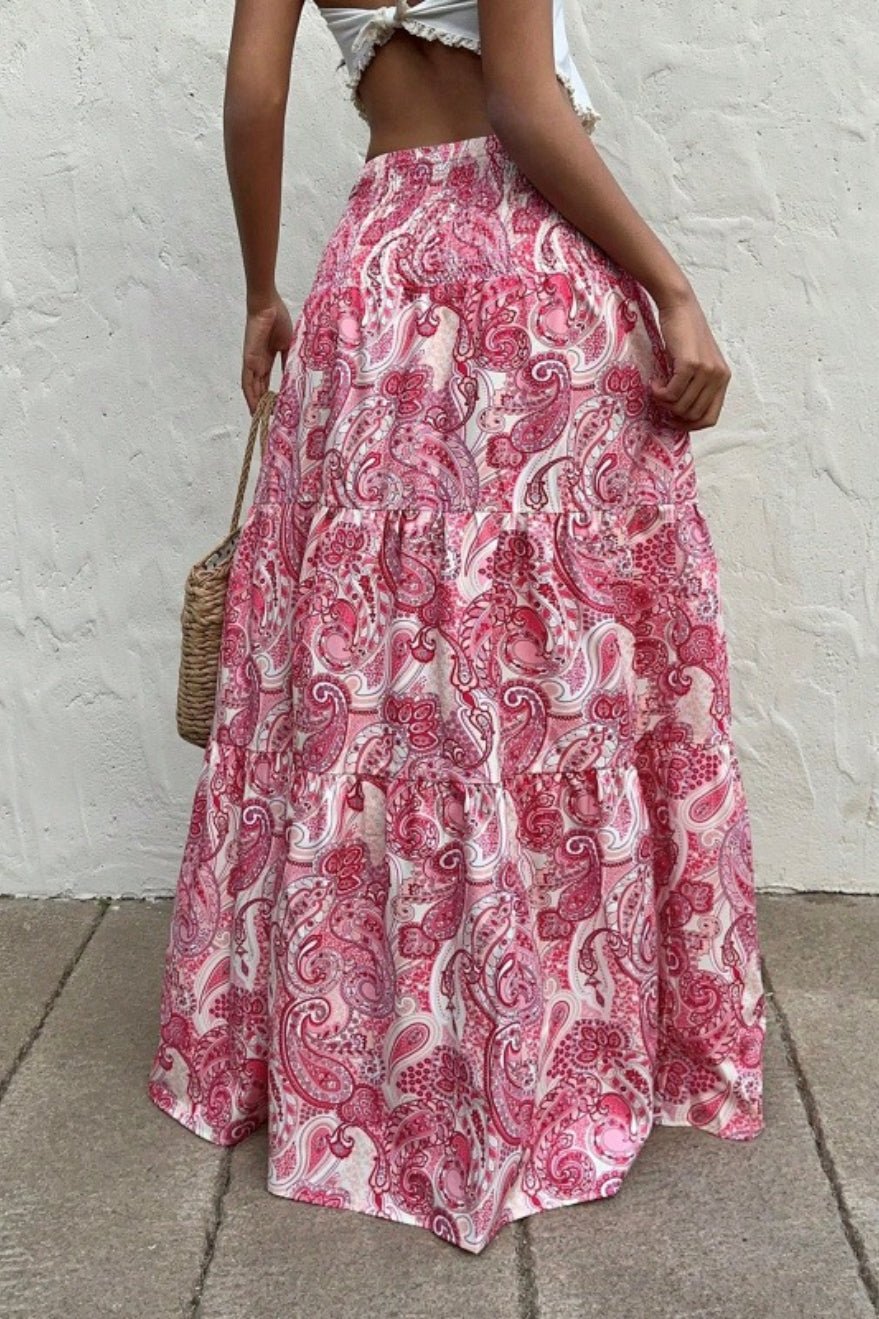 SOERA Riley Elastic Waist Paisley Maxi Skirt - Bottoms - kY1775689992445617515 Pink S