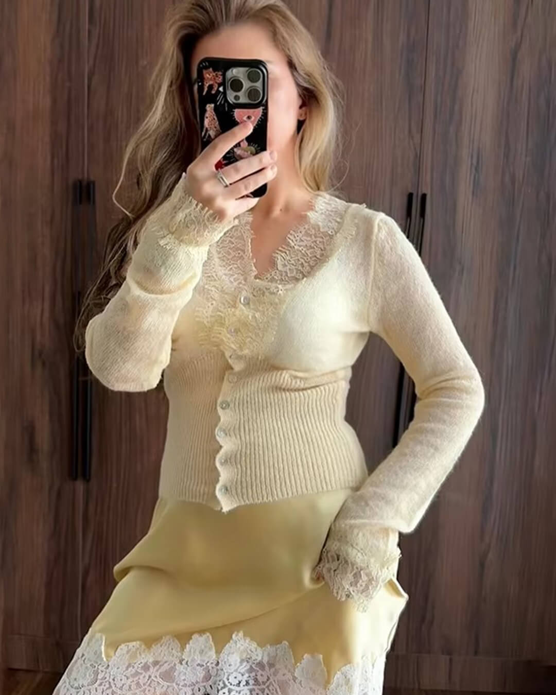 SOERA Aurelie Knitted Lace Cardigan - Cardigans - 1005007717662399-;Qm1764877298328778653 Light Yellow One Size