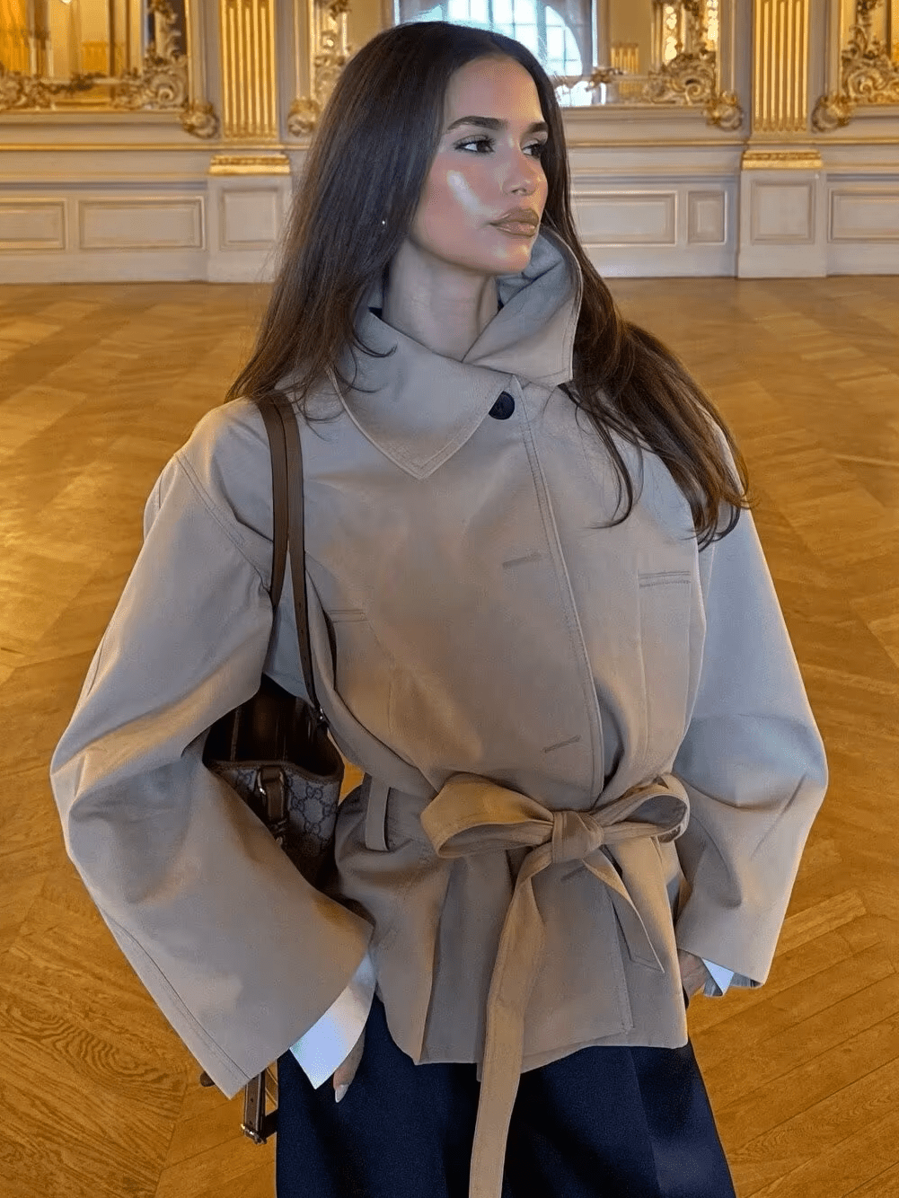 SOERA Julie Asymmetric Belted Trench Coat - Coat - SOERA-432003-KHA-M-37667 Beige M