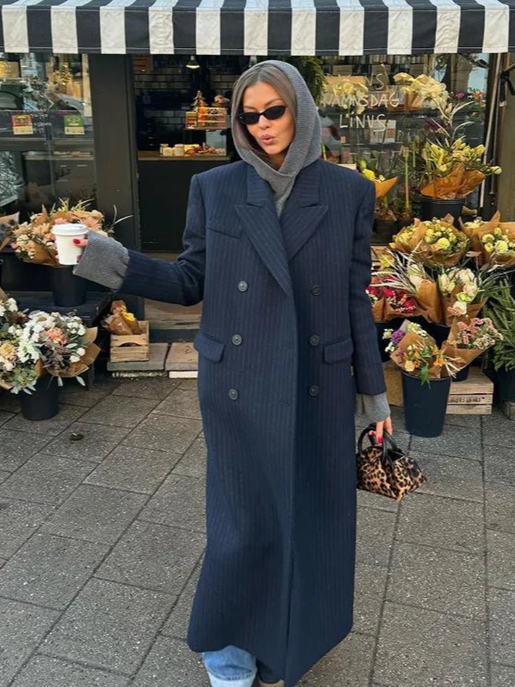 SOERA Monica Double Breasted Wool Coat - Coat - SOERA-553347-NAV-M-23363 Navy Blue M