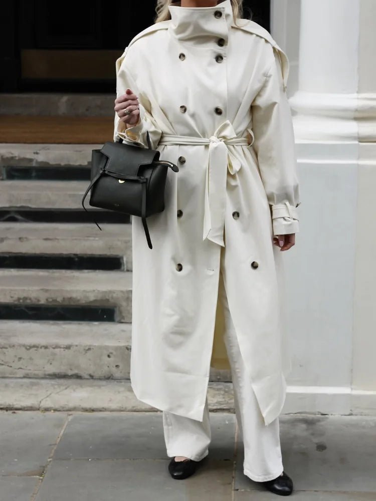 SOERA Sarah High Neck Belted Trench Coat - Coat - SOERA-753027-IMA-M-44899 Cream M