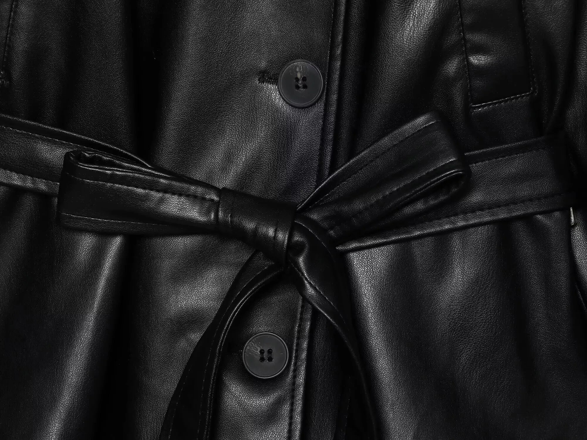 SOERA Alma Faux Leather Short Trench Coat - Coats & Jackets - 1005010089912037-;RF1773374038511455613 XS