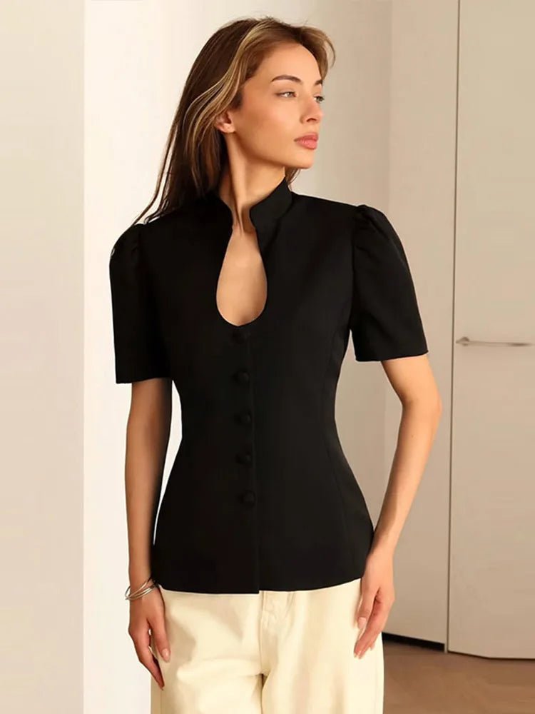 SOERA Collette Stand Collar Top - Coats & Jackets - 1005009249508234-;fj1773648365519209082 Black S