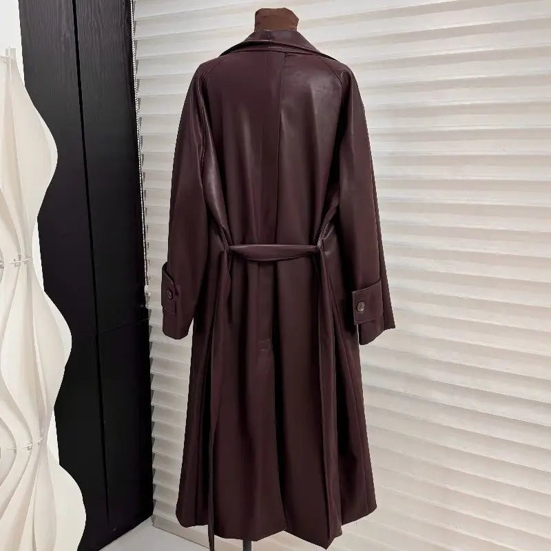 SOERA Shiela Faux Leather Maxi Trench Coat - Coats & Jackets - 3256809614700838-;GG1764703454009017205 Dark Brown S
