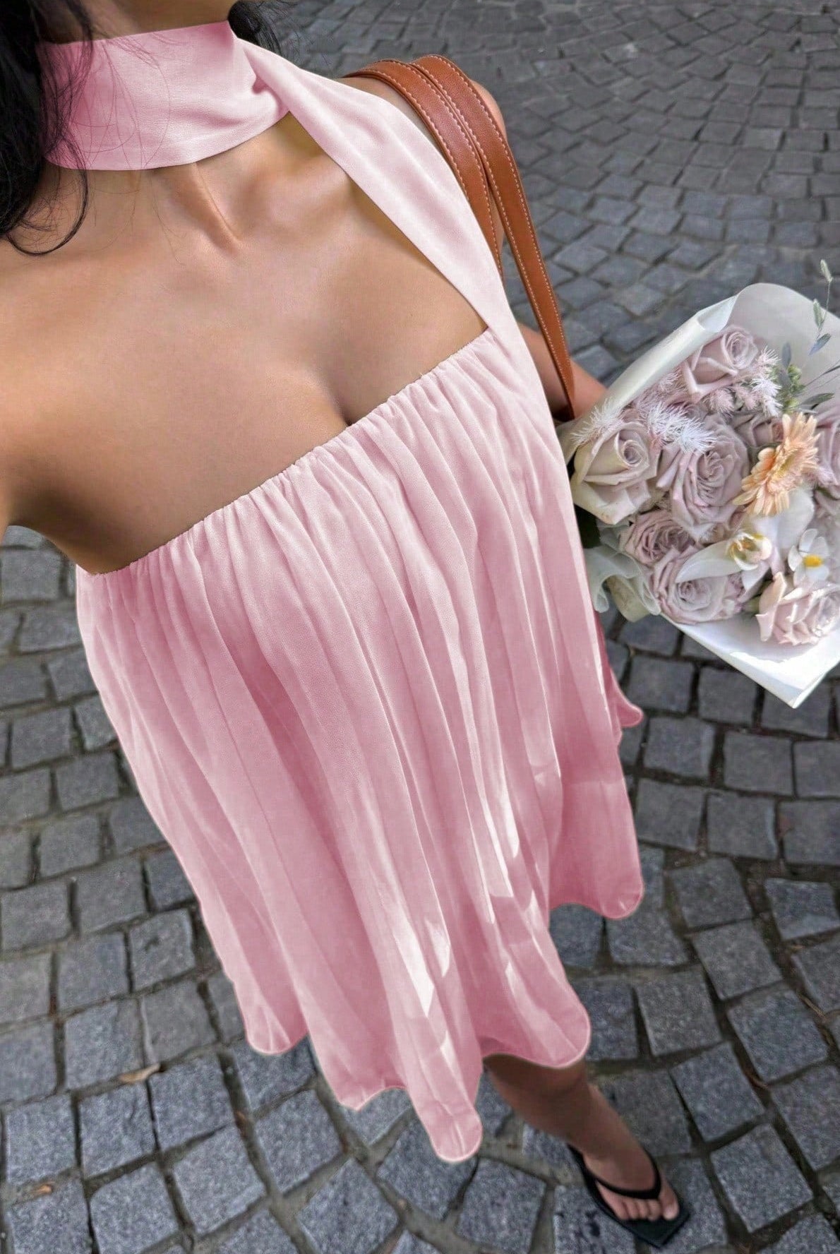 SOERA Aliya Ruched Bandeau Mini Dress - Dress - SOERA-465347-PIN-S-82371 Pink S