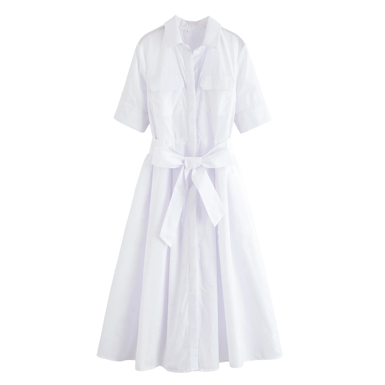 SOERA Ariane Belted Shirt Midi Dress - Dress - White S