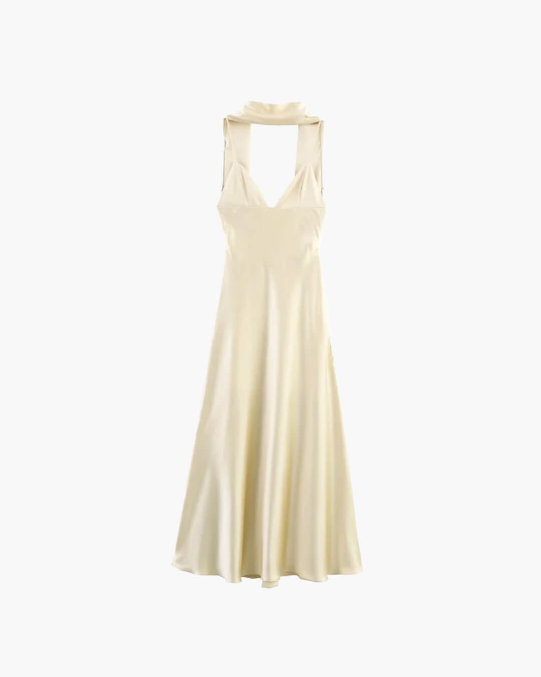 SOERA Astraea Satin Maxi Dress with Scarf - Dress - Champagne XS