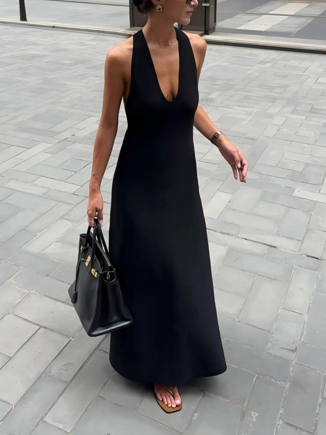 SOERA Celeste Deep V - Neck Halter Maxi Dress - Dress - XS