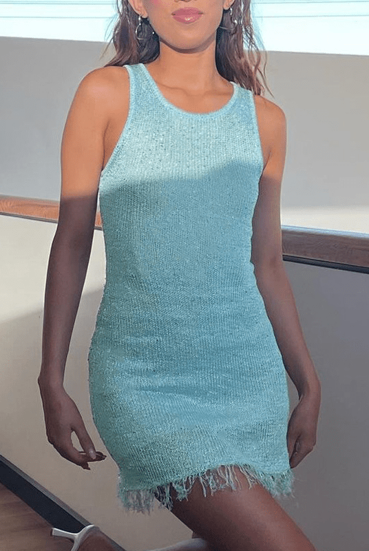 SOERA Lia Sheer Sleeveless Mini Dress - Dress - SOERA-452419-BLU-M-79267 Light Blue M