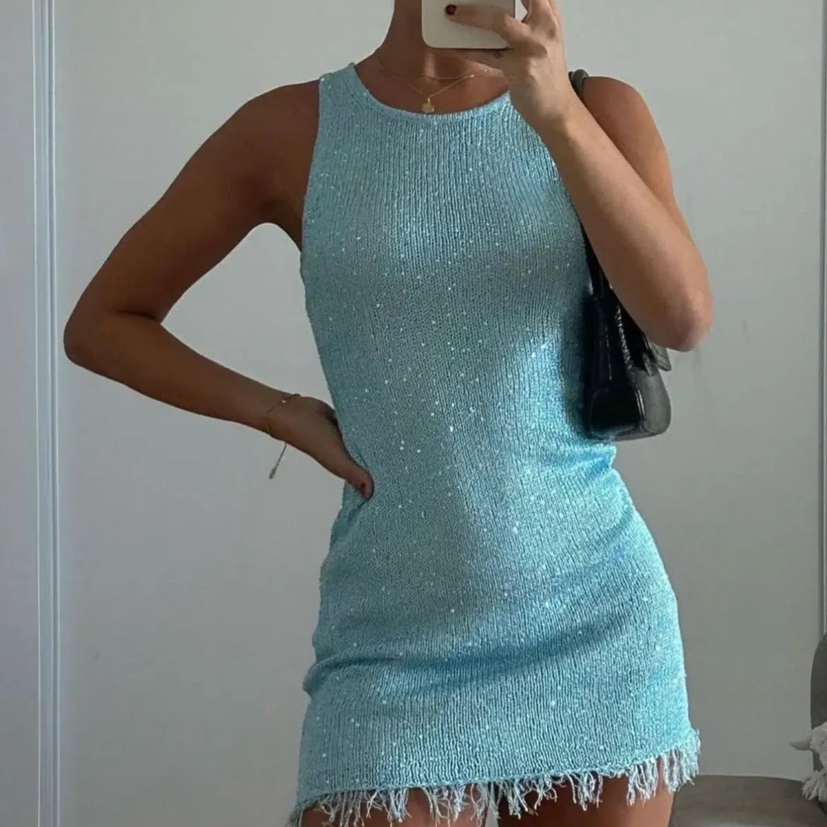 SOERA Lia Sheer Sleeveless Mini Dress - Dress - SOERA-452419-BLU-S-46499 Light Blue S
