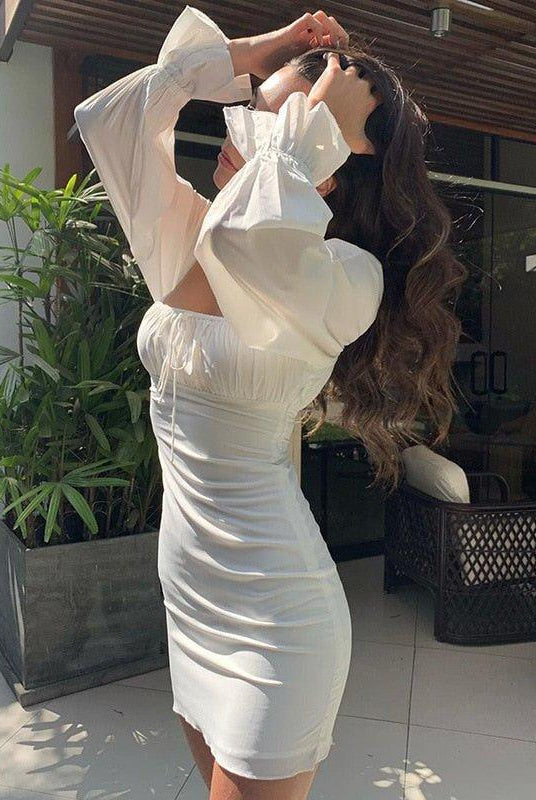 SOERA Maya Drawstring Dress - Dress - SOERA-661187-WHI-L-28131 L