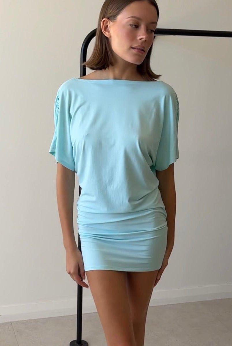SOERA Sienna Ruched Mini Dress - Dress - SOERA-435139-DEF-OS-88771 Light Blue S