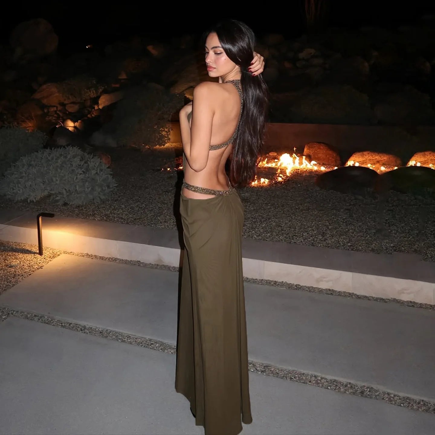 SOERA Sophia Halter Maxi Dress - Dress - SOERA-692227-GRE-S-65699 Green S