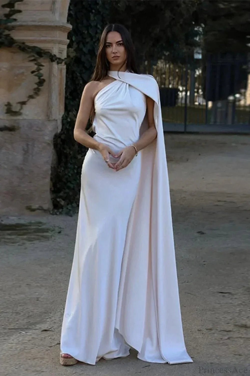SOERA Beatrice Halter Backless Silk Satin Maxi Dress - Dresses - White S