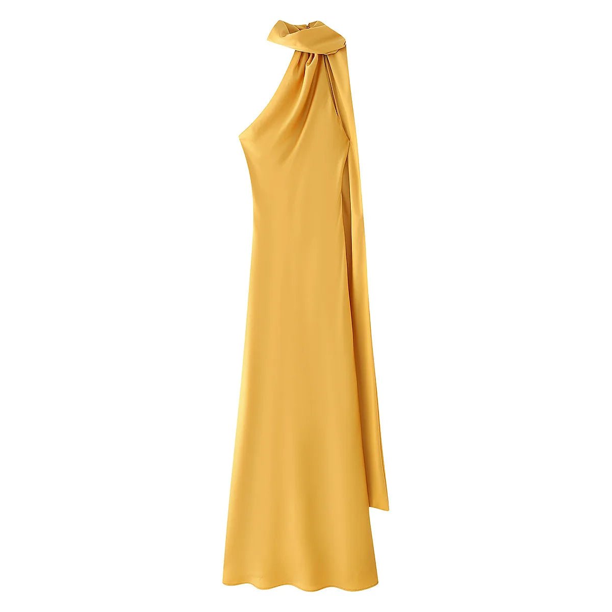 SOERA Beatrice Halter Backless Silk Satin Maxi Dress - Dresses - Yellow S