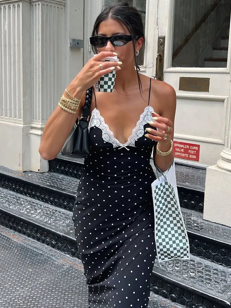 SOERA Celeste Lace Trim Polka Dot Dress - Dresses - White S