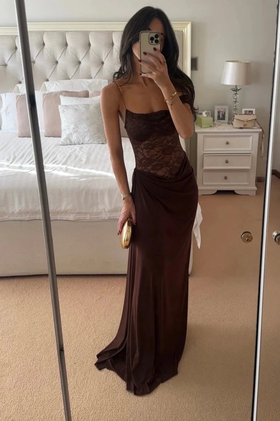 SOERA Emily Lace Maxi Summer Dress - Dresses - Brown M