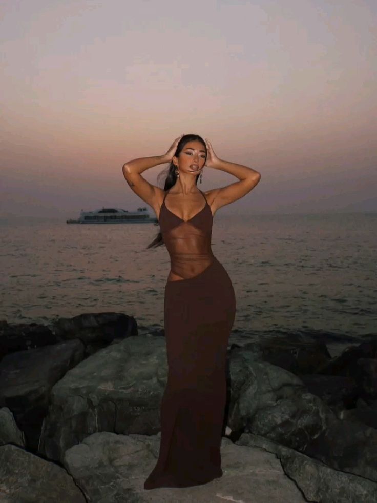 SOERA Lorraine Sheer Cutout Maxi Dress - Dresses - Brown M