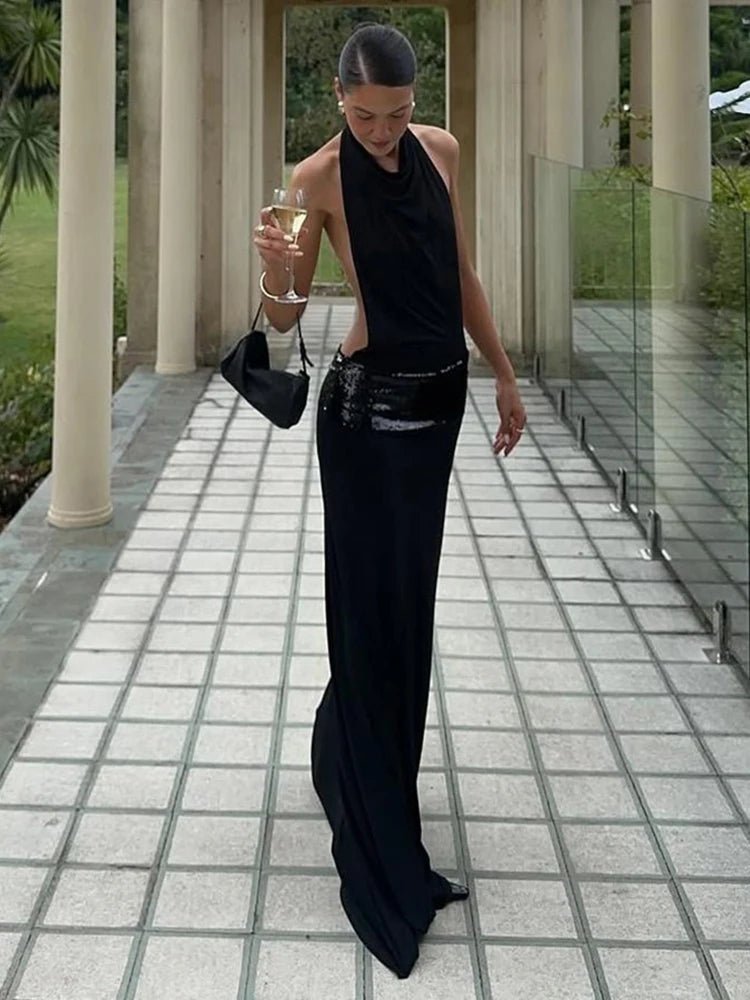 SOERA Miranda Halter Draped Maxi Dress - Dresses - Black XS