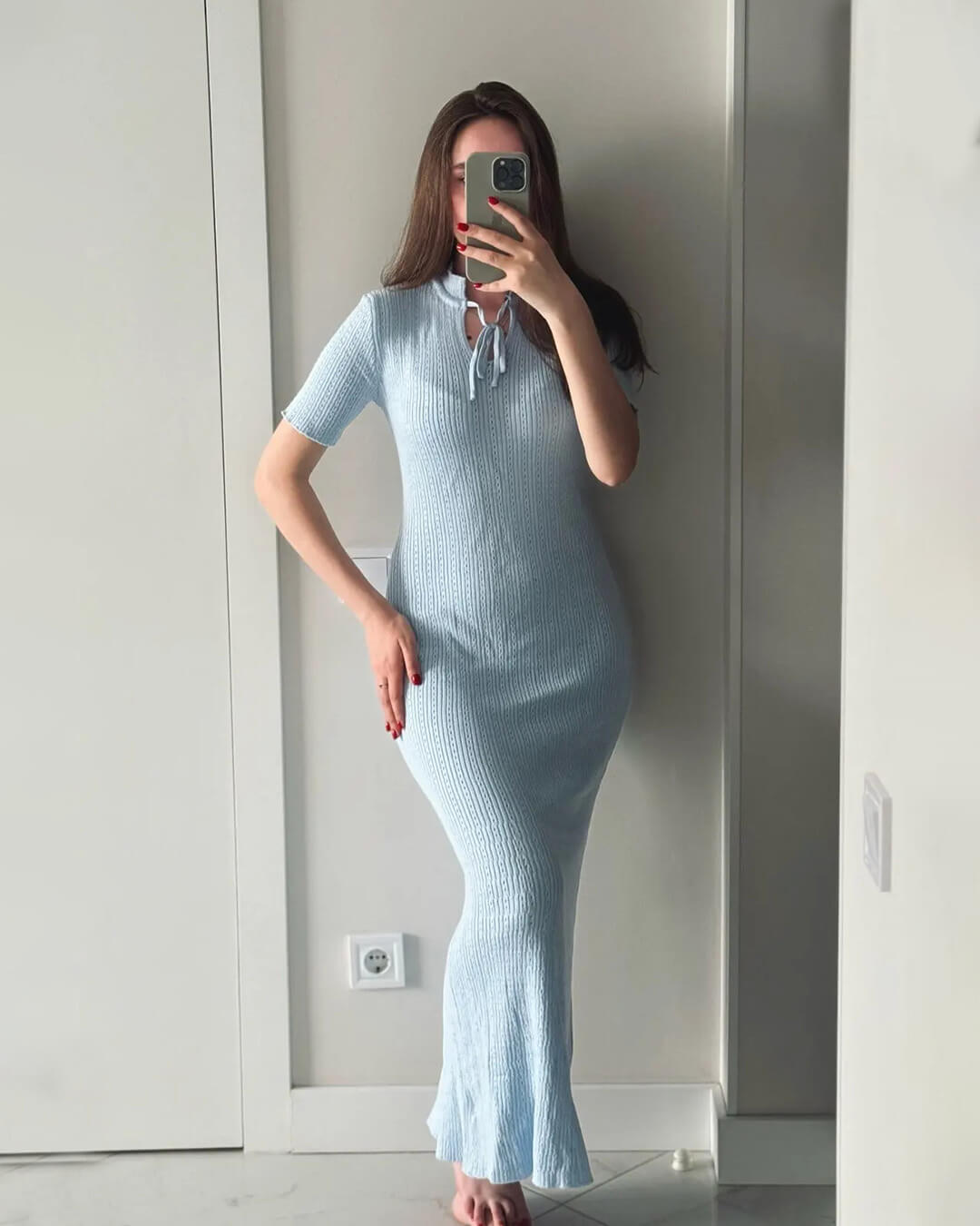 SOERA Nancy Bodycon Knitted Maxi Dress - Dresses - 1005009057952162-;kh1772045931370192762 Blue S