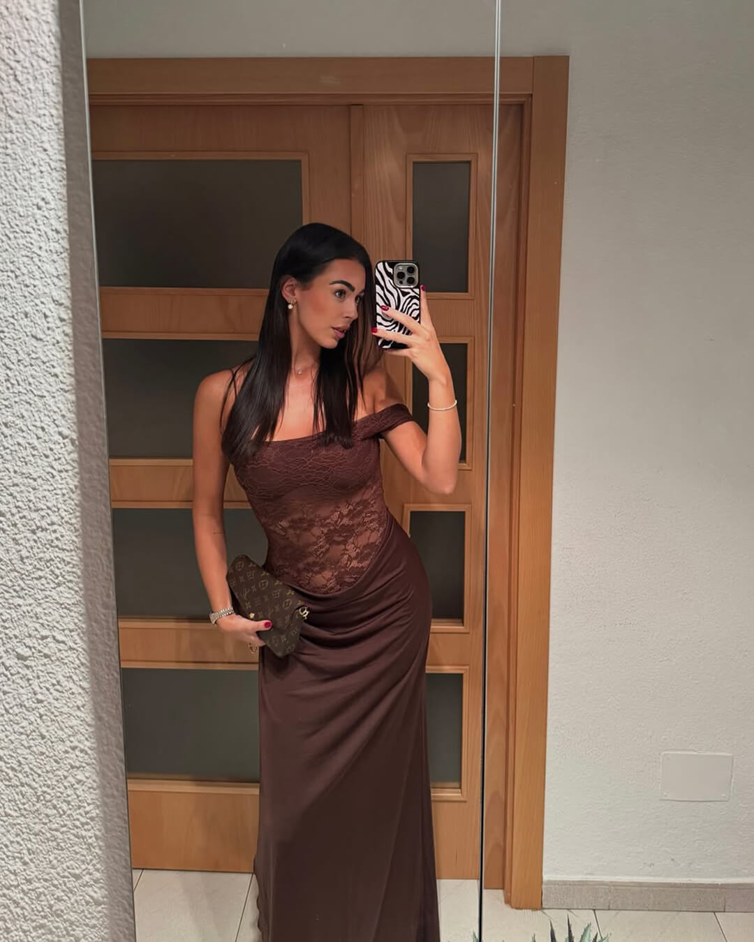 SOERA Olga One Shoulder Lace Maxi Dress - Dresses - 1005009420029371-;fh1764062903247764507 Brown S