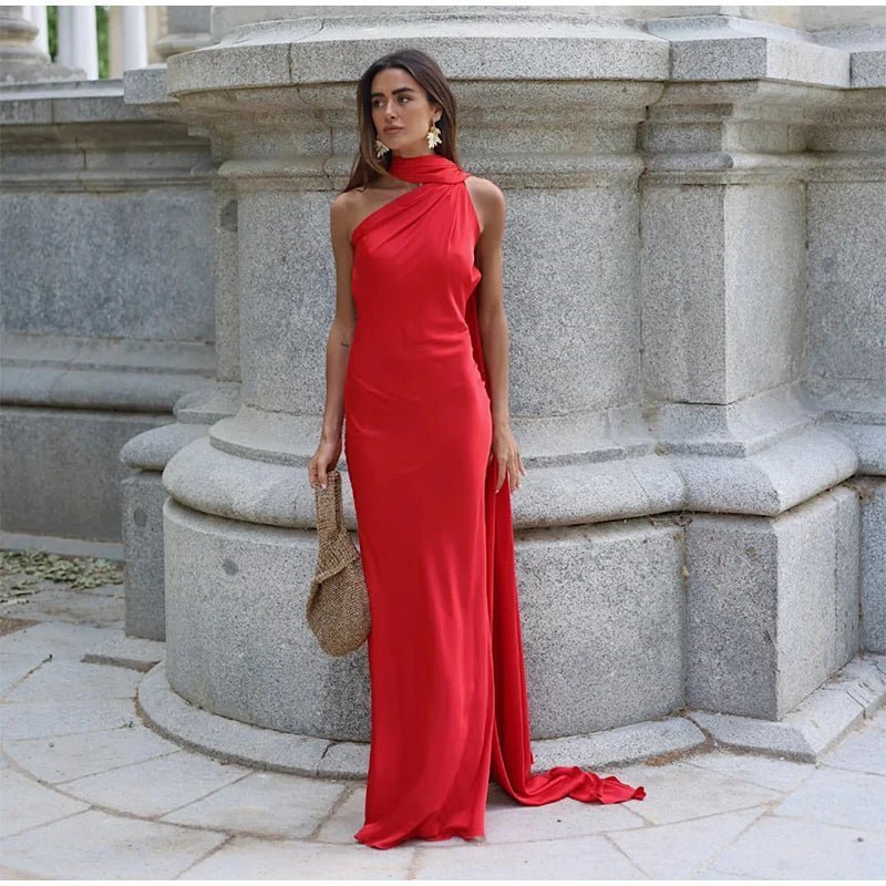 SOERA Raisa Satin Ribbon Backless Evening Gown - Dresses - Red S