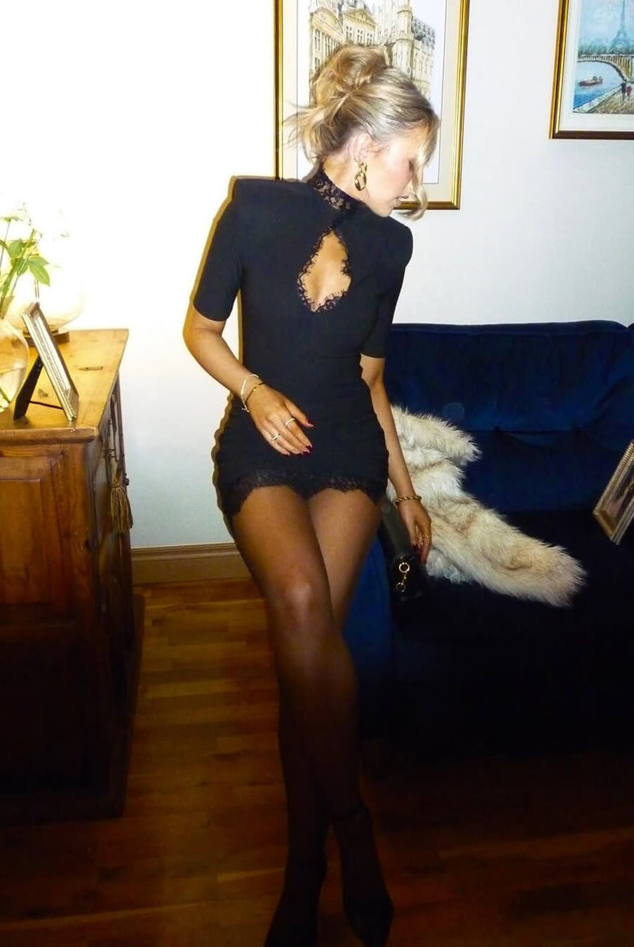 SOERA Selena High Neck Lace Mini Dress - Dresses - eL1764875723418814466 Black L