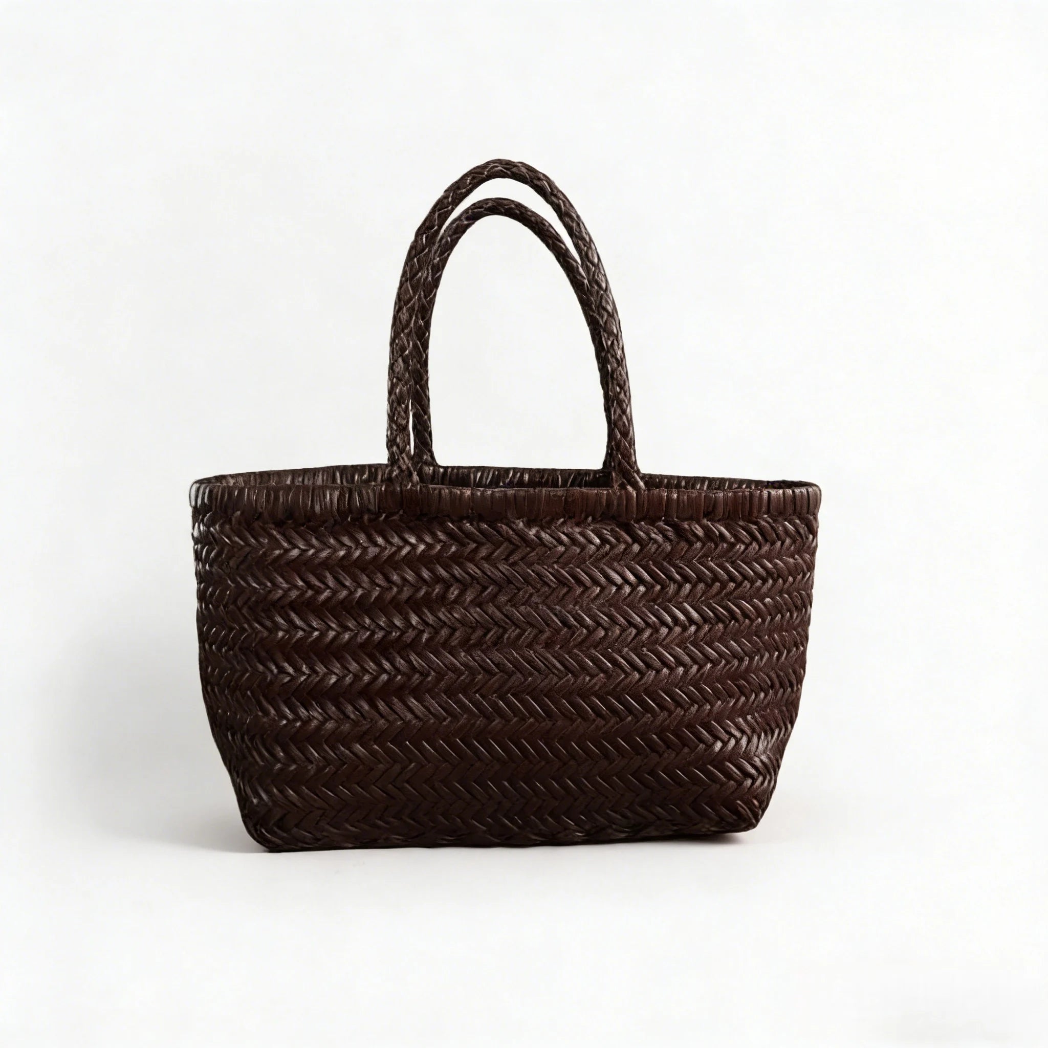 SOERA Anais Handwoven Leather Tote Bag - Handbags - Coffe