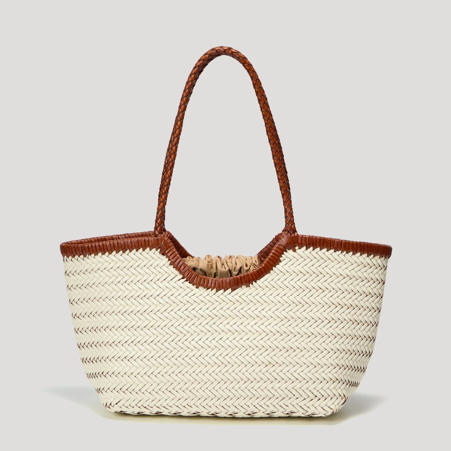 SOERA Bianca Handwoven Leather Tote Bag - Handbags - Off - White Large