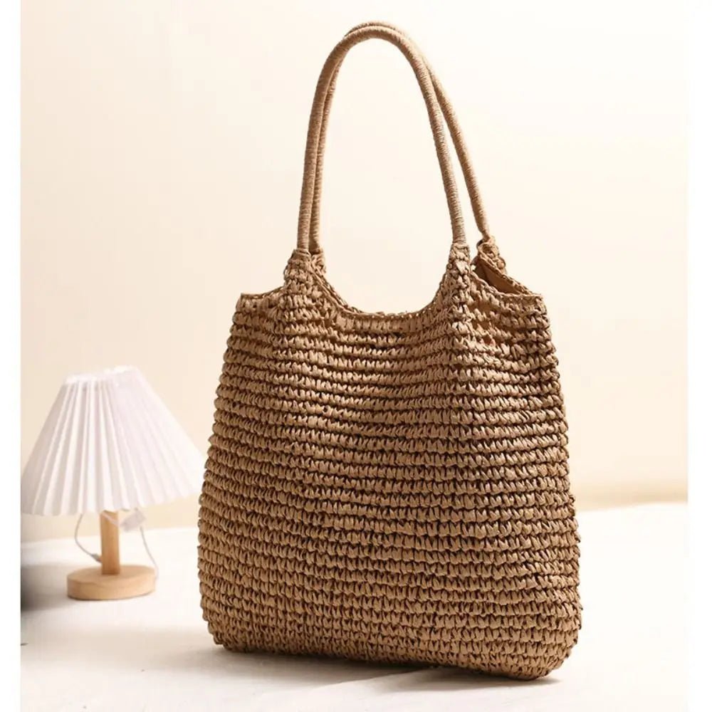 SOERA Brielle Woven Straw beach Tote Bag - Handbags - Brown