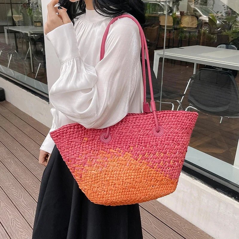 SOERA Camille French Straw Tote Bag - Handbags - Pink