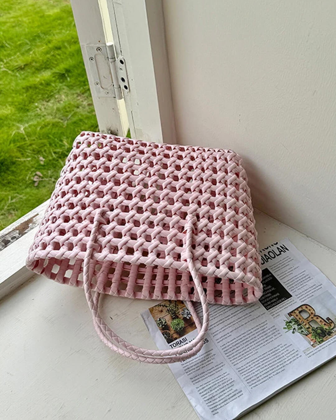 SOERA Cresta Open-Weave Tote Bag - Handbags - Pink