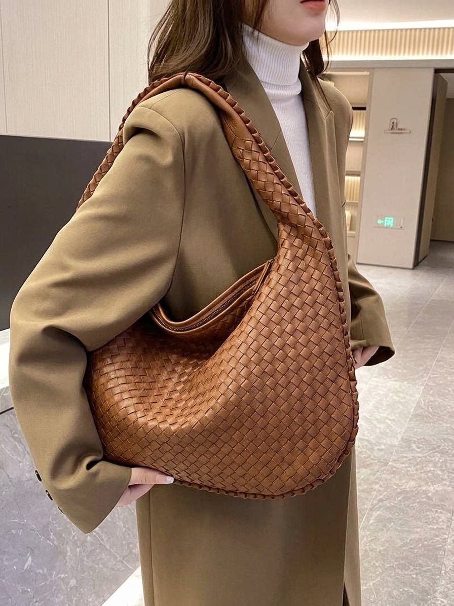 SOERA Suede Woven Bag XL - Handbags - DBAD2-WK392004 Beige