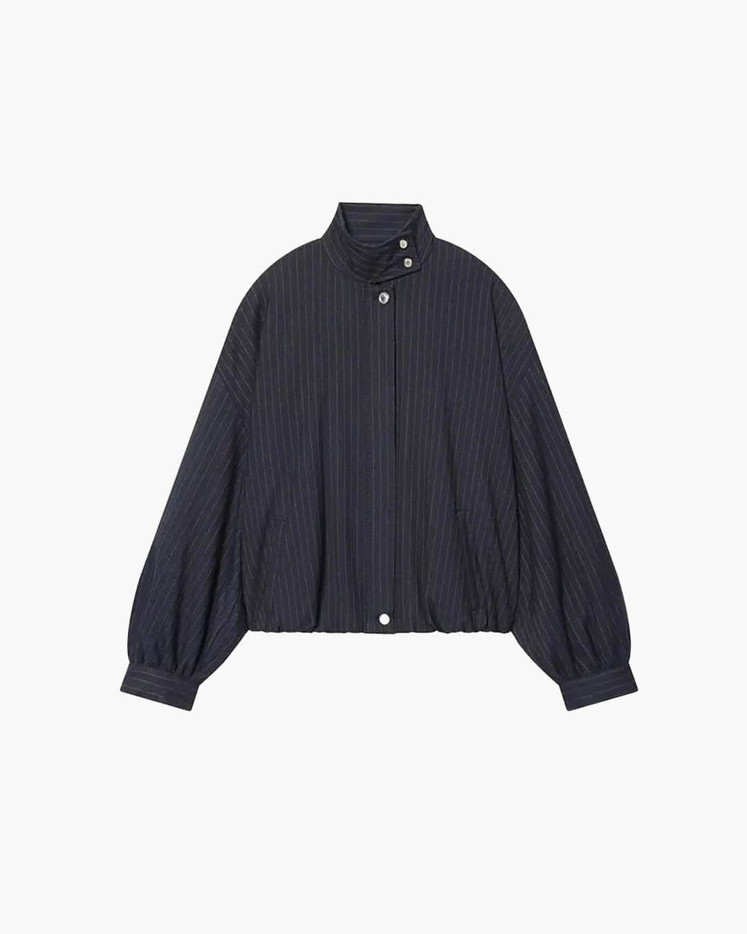 SOERA Magnolia Pinstripe Bomber Jacket - Jacket - Dark Blue Stripe S