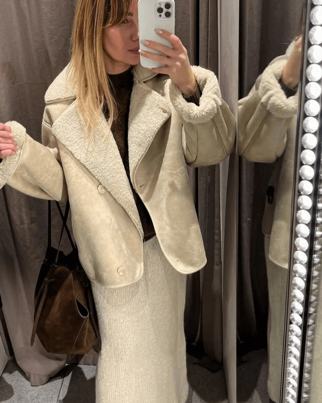 SOERA Arianne Sherpa Faux Leather Jacket - Jackets - tG1765197968551485975 M Creme