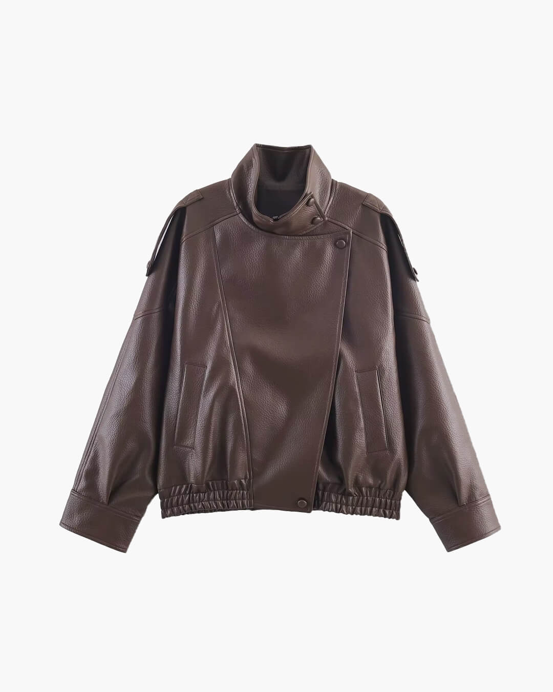 SOERA Carla Asymmetrical Leather Jacket - Jackets - Brown XS