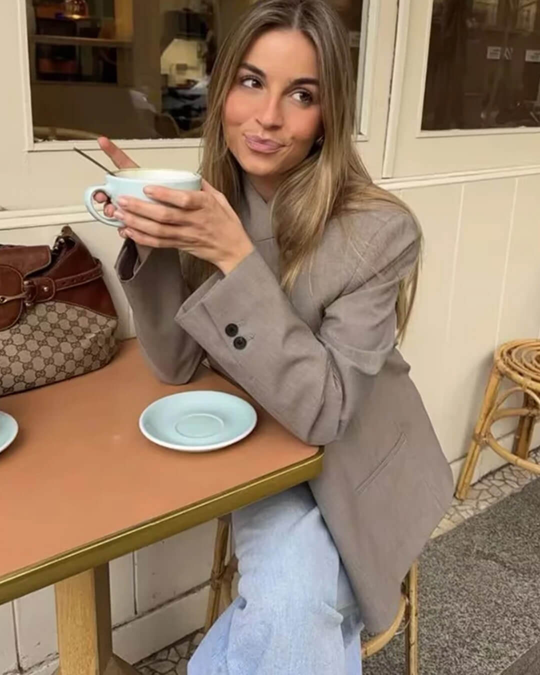 SOERA Cleo High Collar Button Closure Blazer - Jackets - 1005011830937893-;iz1775592293444981751 Stone Gray M