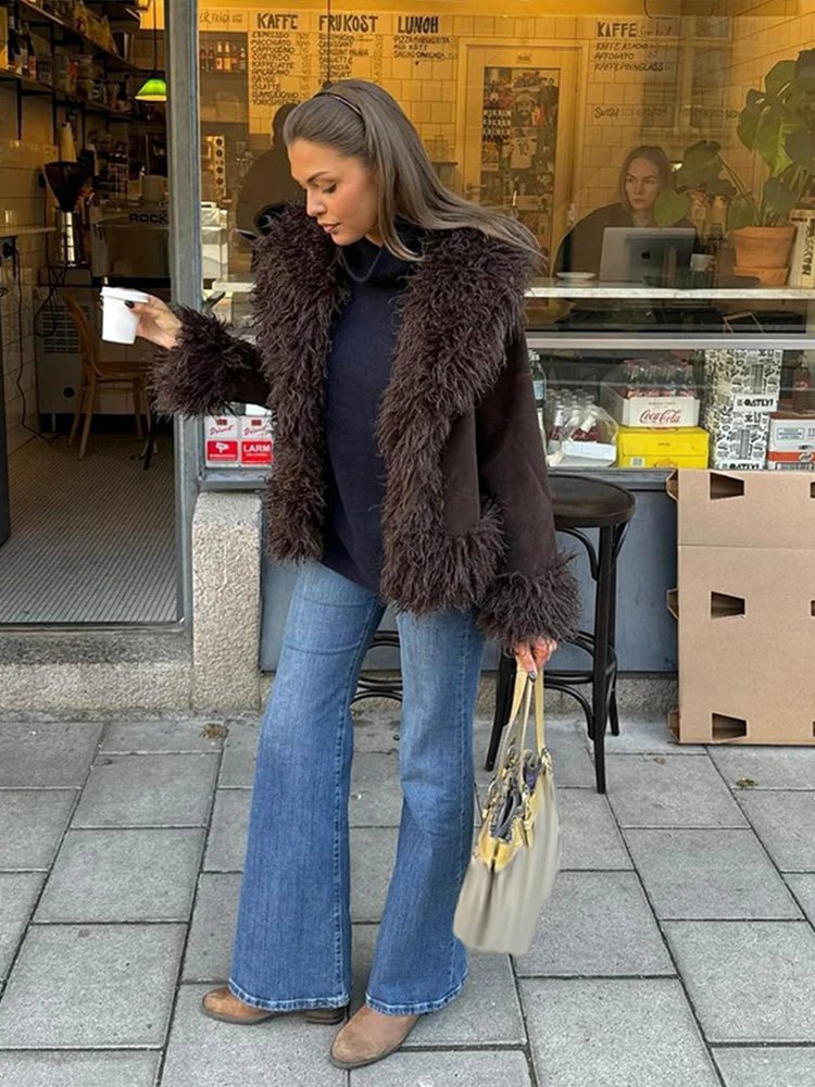 SOERA Daisy Plush Faux Fur Coat - Jackets - xl1760630816270102101 Brown S