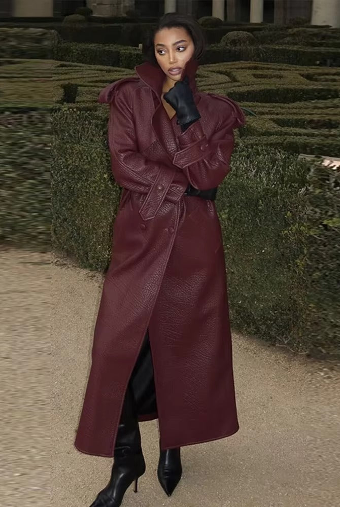 SOERA Danica Long Leather Jacket - Jackets - Burgundy S