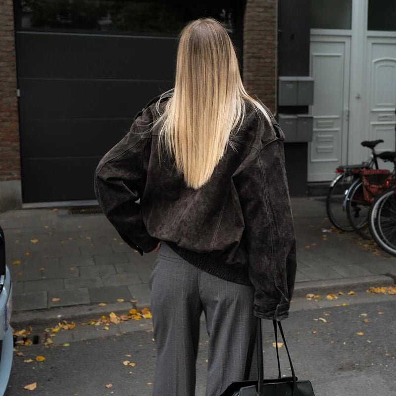 SOERA Elyssa Suede Bomber Jacket - Jackets - 1005009961733006-;hG1770739110472796490 Dark Grey M