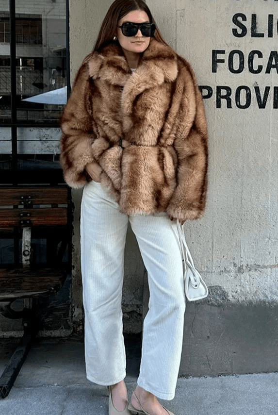 SOERA Fiona Faux Fur Coat - Jackets - px1761302825923431027 Brown L