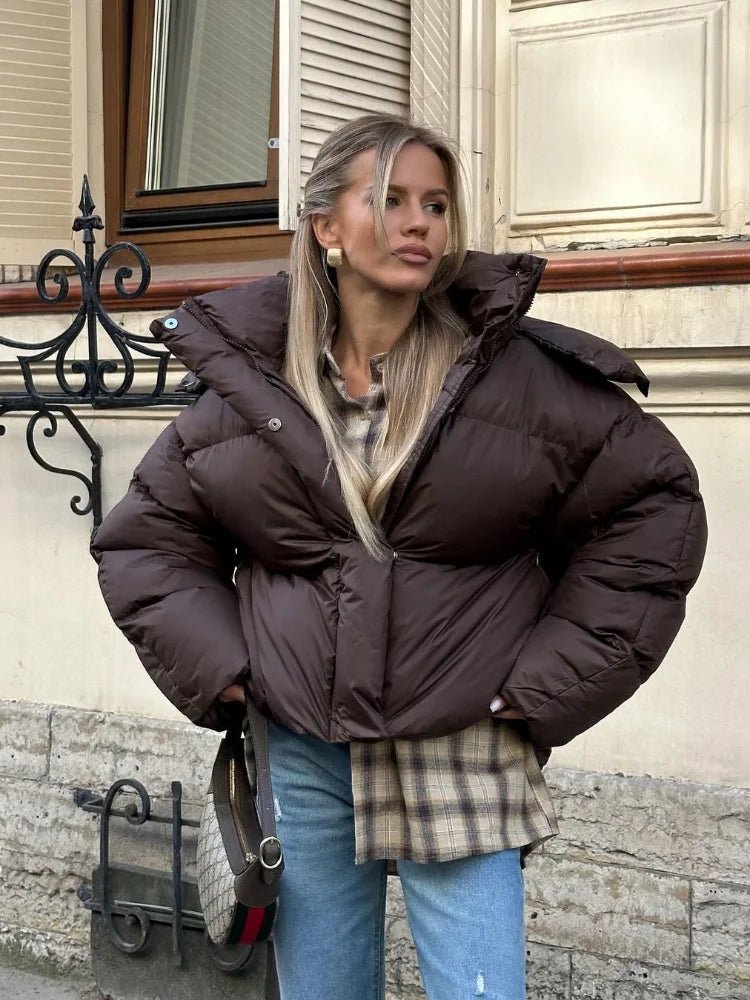 SOERA Gaia Short Hooded Puffer Jacket - Jackets - EJ1761122304055234915 Brown S